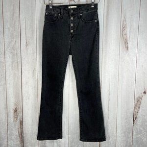 Madewell Cali Demi-Boot Jeans Exposed Buttons Washed Black Size 26